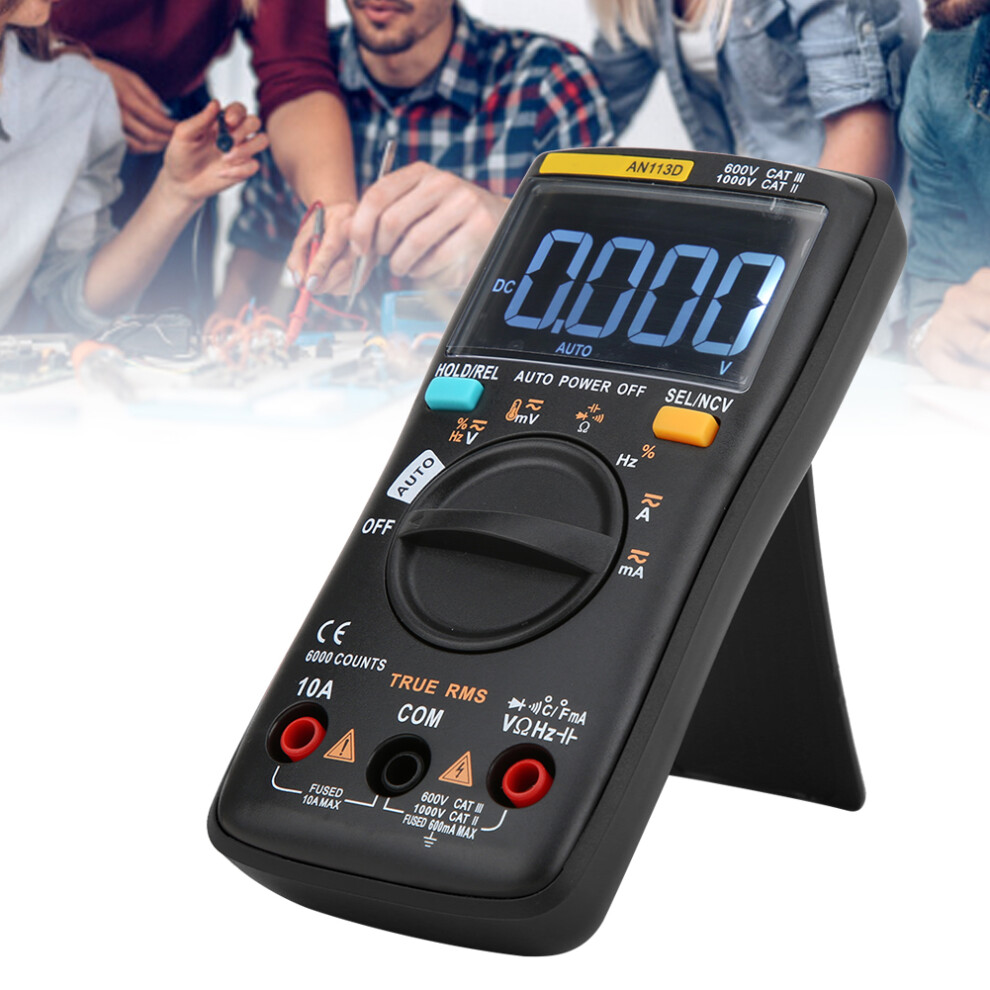 An113d 6000 Counts Digital Multimeter With Transistor Tester, Auto Range In Black 5001392237833