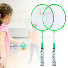 Kids Badminton Racket Set with 2 Balls, Fluorescent Green 20.2x53.5cm