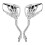 2pcs Motorcycle Chrome Rearview Mirrors 8mm/10mm Thread Skeleton Skull Hand 9