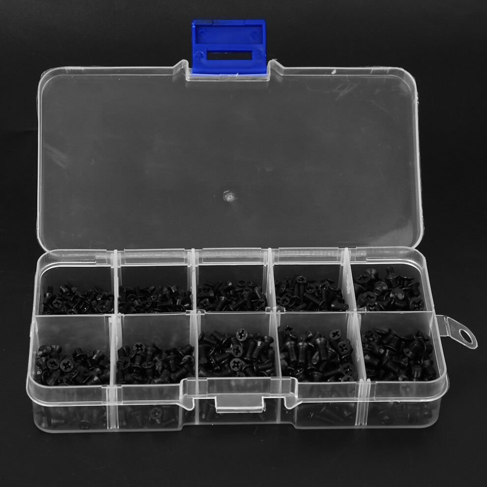 Black Carbon Steel Flat Head Screws 1000Pcs For Electronics Industry Fastening 8421392534447