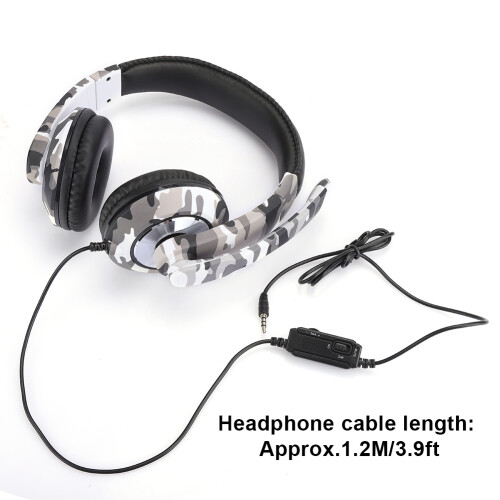 White Camouflage Head Mounted Gaming Headset for PS4 with Mic 2