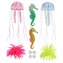 6 Stück Leuchtendes Aquarium-Dekorations-Set aus Silikon und Nylon für Aquarien