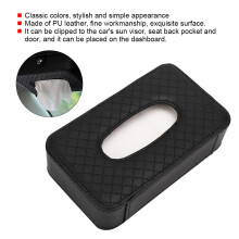 PU Leather Car Tissue Box for Rear Seat, Black, Compact Design