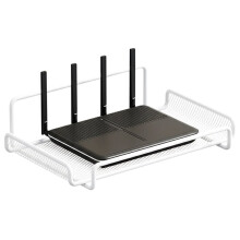 Iron Wall-Mounted Router Shelf No-Drill Space-Saving Organizer for TV Top Boxes Keys Small Items in Living Room B