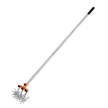 Rotary Cultivator Garden Rotary Tiller Adjustable Stainless Steel Poles Hand Tiller for Soil Mixing or Reseeding