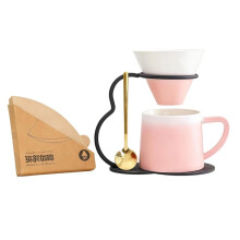 Set per Macchina da Caffè In Ceramica con Filtro, Supporto In Metallo e 40 Filtri di Carta, Tazza da 9 Once