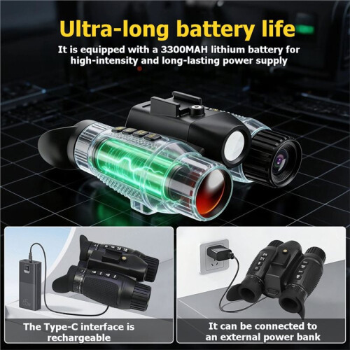 Caméra de Vision Nocturne Professionnelle Extérieure 4K UHD, Jumelles 3D, Télescope à Zoom Numérique 8x, 7 Niveaux Infrarouges 2
