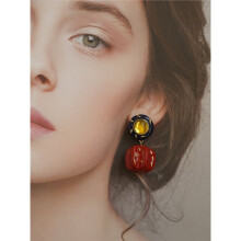 Orecchini A Bottone Vintage A Forma di Zucca Rossa, Accessorio per Orecchie In Smalto Premier Esagerato da Donna, Autunno/Inverno