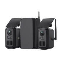 Sistema di Sicurezza con Telecamera A Batteria Solare da 3 MP, 2 Telecamere per Esterni, Telecamera Wireless WiFi, Visione Notturna A Colori, Avviso