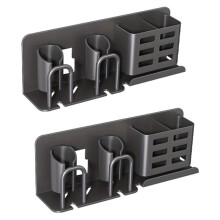 2pcs Aluminum Wall-Mounted Electric Toothbrush Holder with Toothpaste Stand Bathroom Organizer No Cup No Electricity 2pc