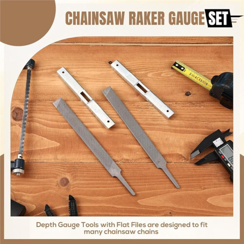 4 Pieces Depth Gauge Tool with Flat File for Chainsaw Chain Raker Gauge and Chainsaw Flat File Depth Tool 1