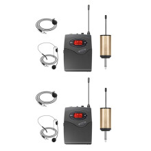 2X Wireless Microphone System,Wireless Microphone Set with Headset & Lavalier Lapel Mics Beltpack Transmitter Receiver