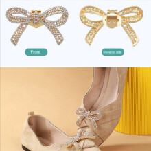 4Pcs Cristal Strass Laço Clipes de Sapato de Casamento Fivelas de Sapato de Noiva DIY Talão Manual Salto Alto DecoraçõEs de Flores Dourado