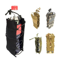 2X Bottle Holder Drinking Bottle Pouch Nylon Molle Water Bottle Holder for Cycling Running Outdoor Sports - Black