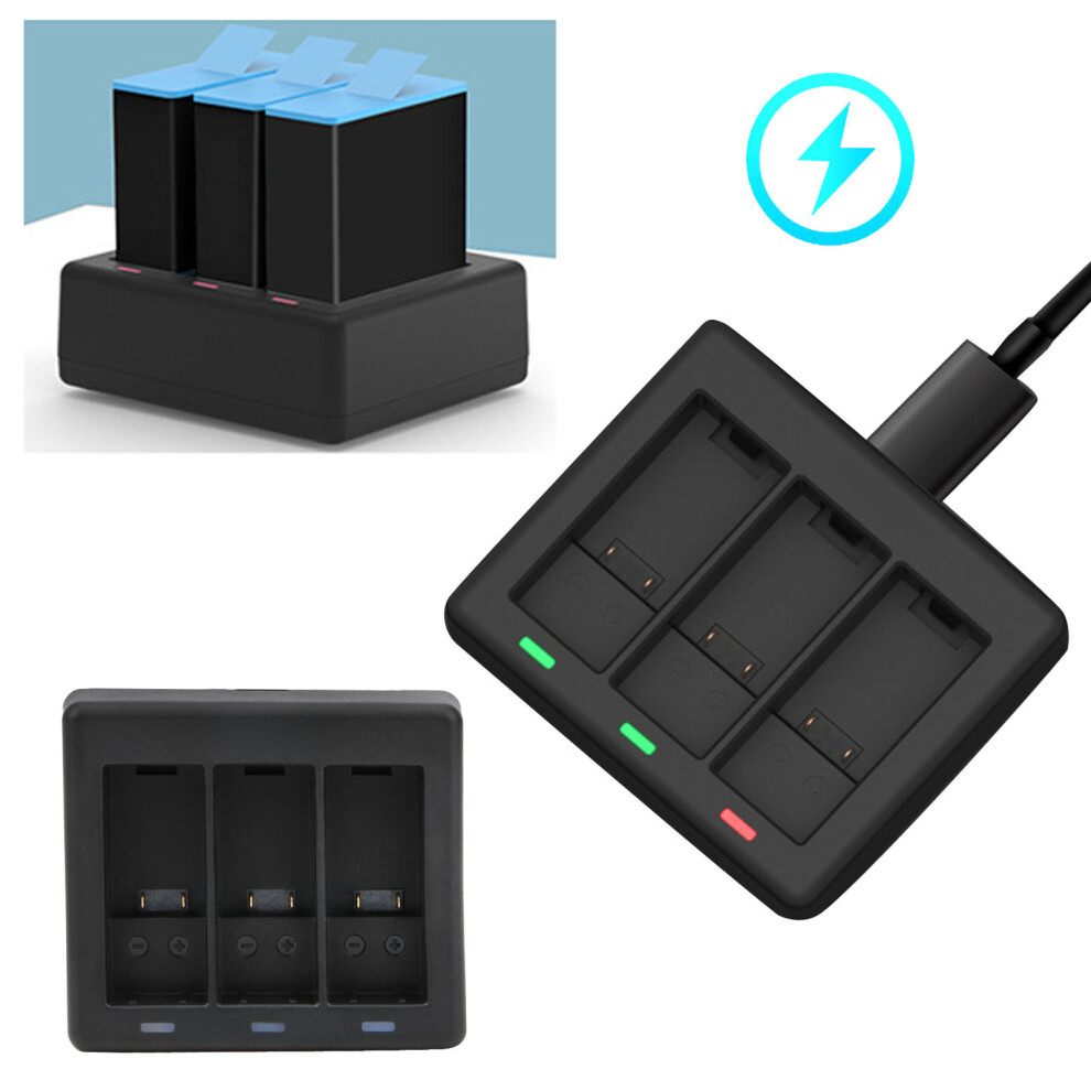 3-Way Battery Charger For Gopro Hero 9 Â Compact, Led Black 9431392241213