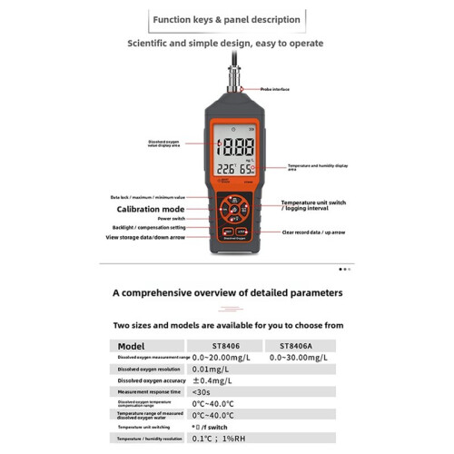 Dissolved Oxygen Tester Portable DO Meter for Aquaculture Water Quality Detection, Digital DO Analyzer with LCD Display 2