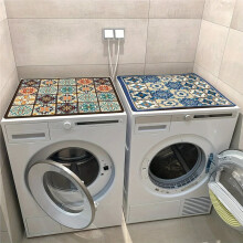 50X60cm Checkered Printed Washing Machine Dust Cover Pad, Quick-Dry Absorbent Protective Top Mat for Washer and Dryer A