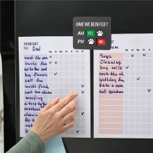 Cat and Dog Feeding Reminder Sign with AM/PM Pet Feeding Chart, Sliding Sign to Prevent Overfeeding A