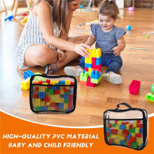4 Pcs Toy Storage Organizer Bag for Bricks, Clear PVC Zippered Block Set Waterproof Toy Carrying Case for Board Game