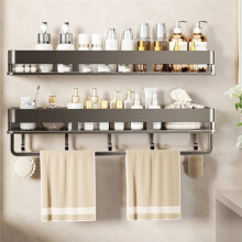 Easy to Install Rustproof Bathroom Shelves Wear-Resistant Moisture-Proof Shower Storage Rack with Hook Organizer Rack