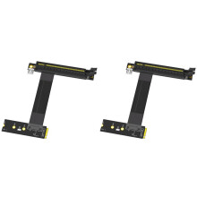 2X M.2 NGFF Key M to PCIe 16x Card Riser Adapter Card, Nvme to PCI-Express 16X Extension Cable(Left Direction)