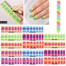 Gradient Waterproof Nail Sticker Set – 14 Sheets for Home & Salon Use