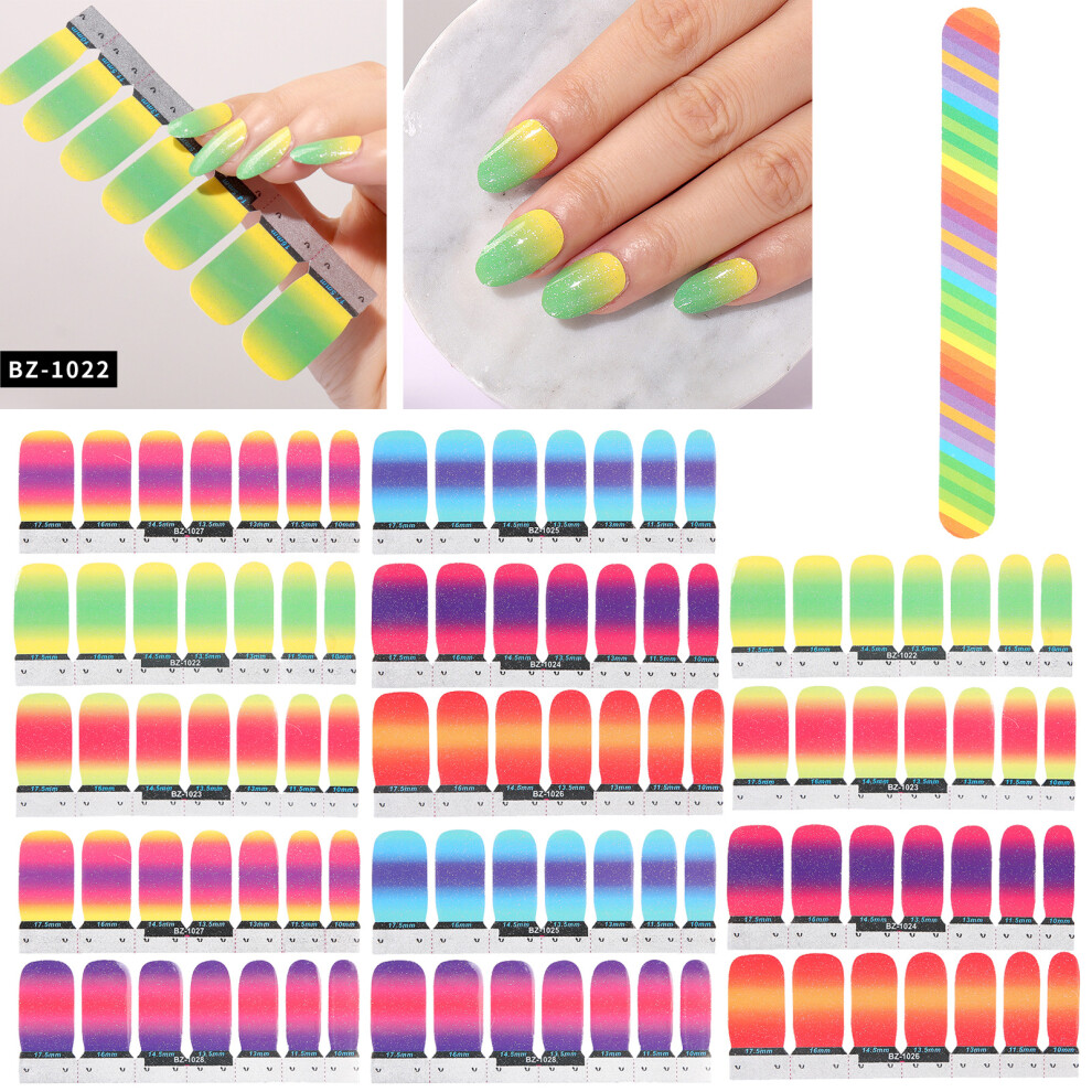 Gradient Waterproof Nail Sticker Set â 14 Sheets for Home & Salon Use