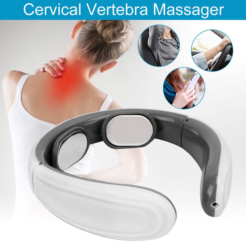 White Electric Cervical Vertebra Massager Neck Pain Relief Physiotherapy,