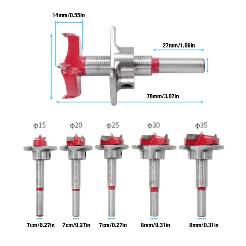 5Pcs Forstner Drill Bit Set Woodworking Hole Saw 15/20/25/30/35Mm 8721392244729