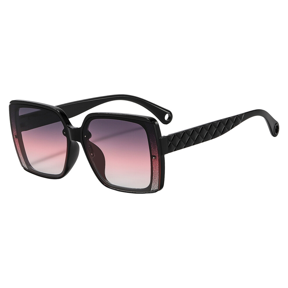 Zhouq-Outdoors (C4 Black Pink) Uv Retro Square Sunglasses Lightweight