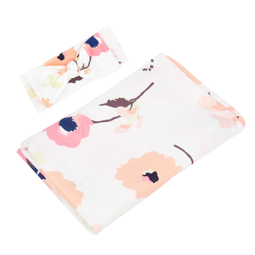 Newborn Swaddle Blanket & Headband Set, 80x80cm, Soft Baby Accessories