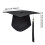 (Black) Adult Grad Cap - Adjustable Polyester for HS & Bachelor 4