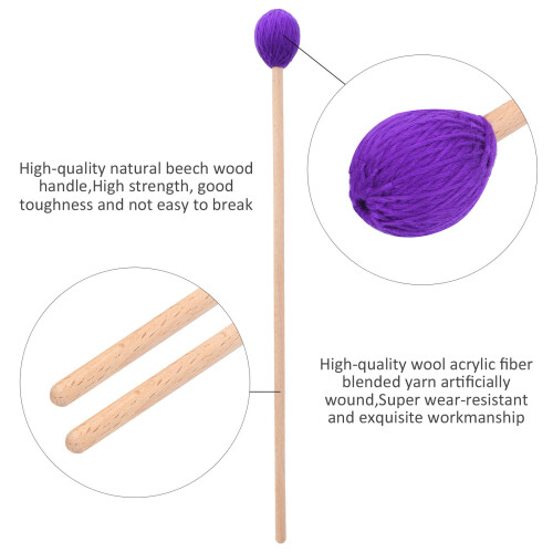 Marimba Stick Mallet Beech Handle Purple Blended Yarn 1 Pair 2