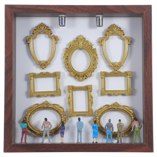 1Set Light Brown Museum Silhouette Shadow Box Frame DIY Photo Display