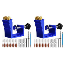 2X Pocket Hole Jig Kit, Pocket Hole Drill Guide Jig Set for 15 Angled Holes, for Woodworking Angle Drilling Holes A