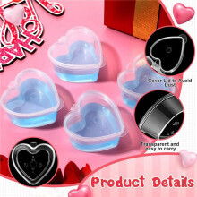 200 Pcs 2.4 Oz Valentine'S Day Heart Shaped Containers Plastic Box with Lids Reusable Small Portion Cups