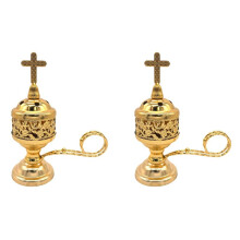 2X Charcoal Incense Burner Gold Incense Holder Charcoal for Incense Burner Censer Incense Burner Catholic Incense Burner