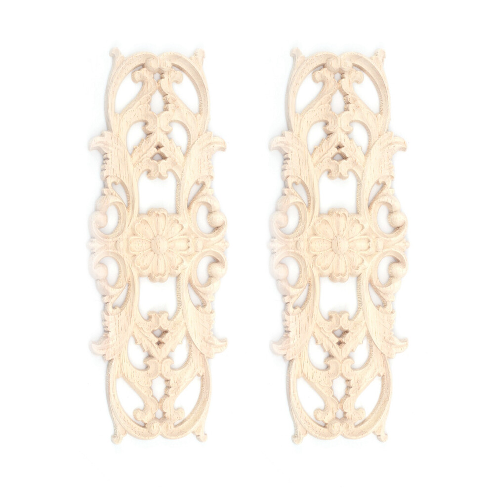 Torribaly 2X Rubber Wood Carved Applique Retro Furniture Crafts Decor New(22.5 X 8Cm)