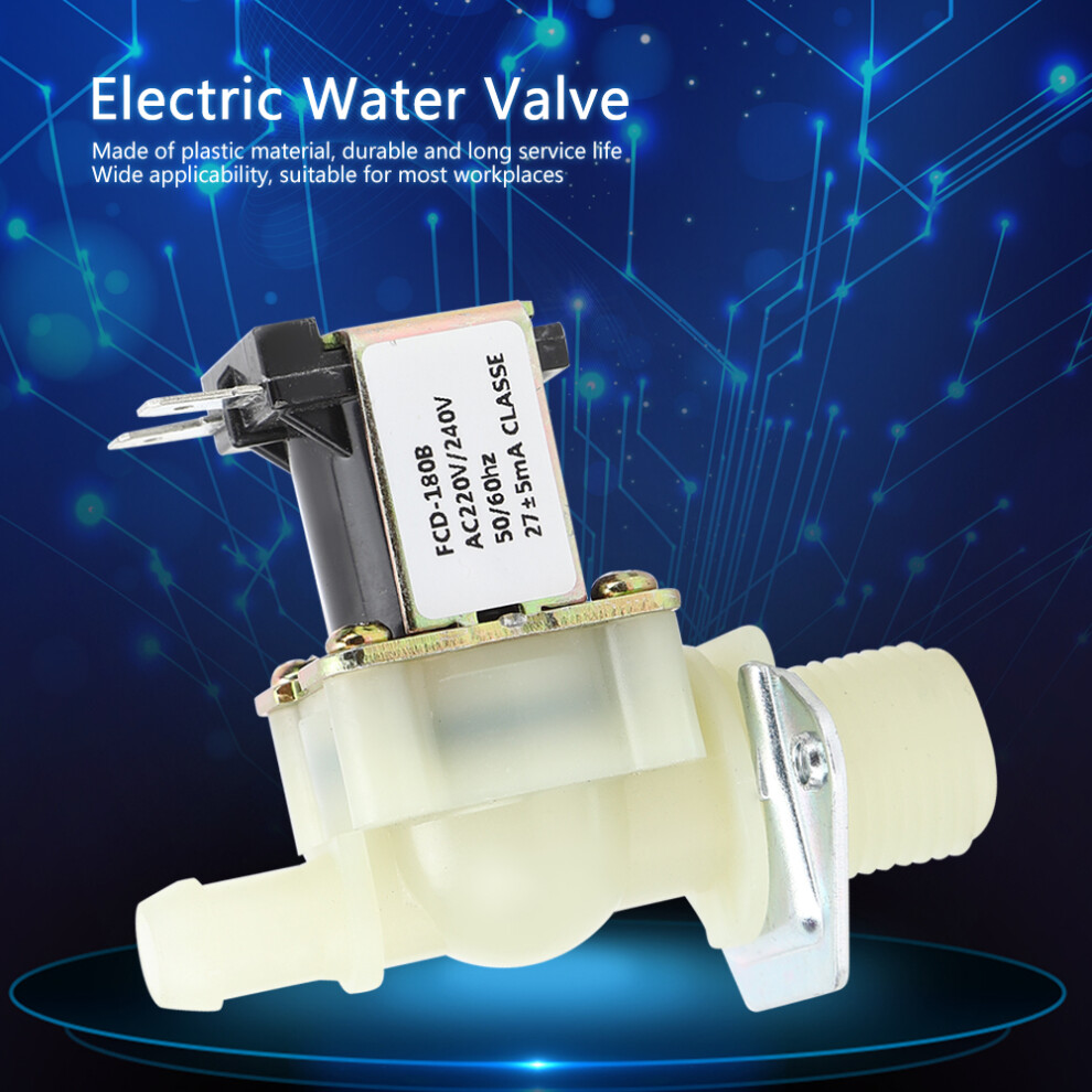 1/2In Electric Water Solenoid Valve 220V 0.02-0.8Mpa Guide Plastic 8431392247049