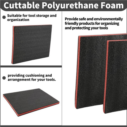 2PCS Customizable EPE Foam Sheets for Toolbox Organization, Shock-Absorbing Protection 400x300x25mm 2