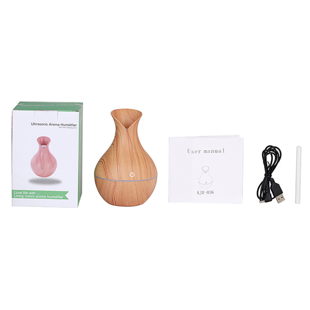 Essential Oil Diffuser Humidifier 130Ml Wood 7-Color Light/Grain 7611392543810