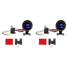 2X 9-36V Car Water Temperature Gauge Voltmeter Car Motors Water Temp Voltage 2in1 Meter with Water Temp Sensor