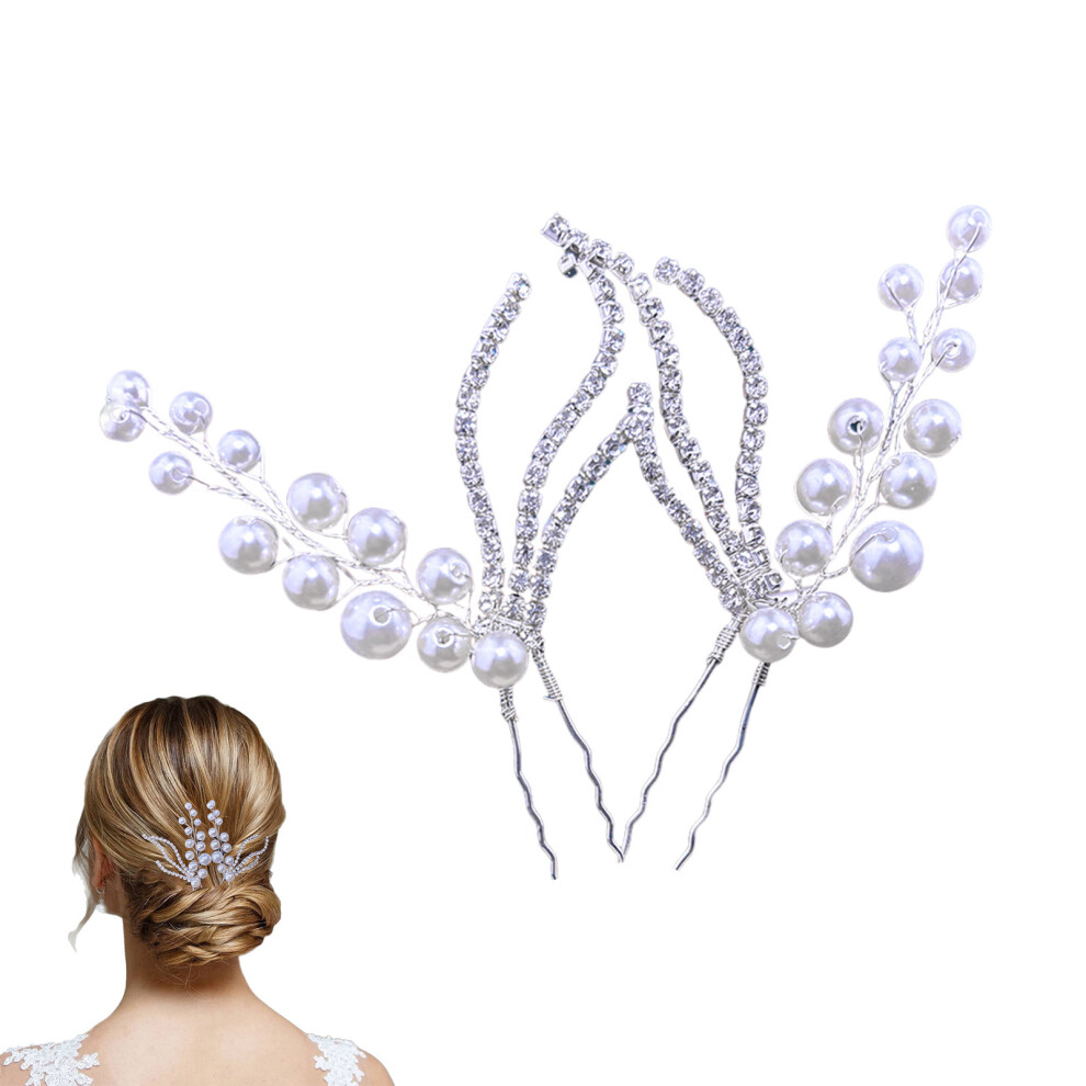 Zhouq-Outdoors Rhinestone U-Shape Hair Sticks Bridal Hairpin Diy Accessory