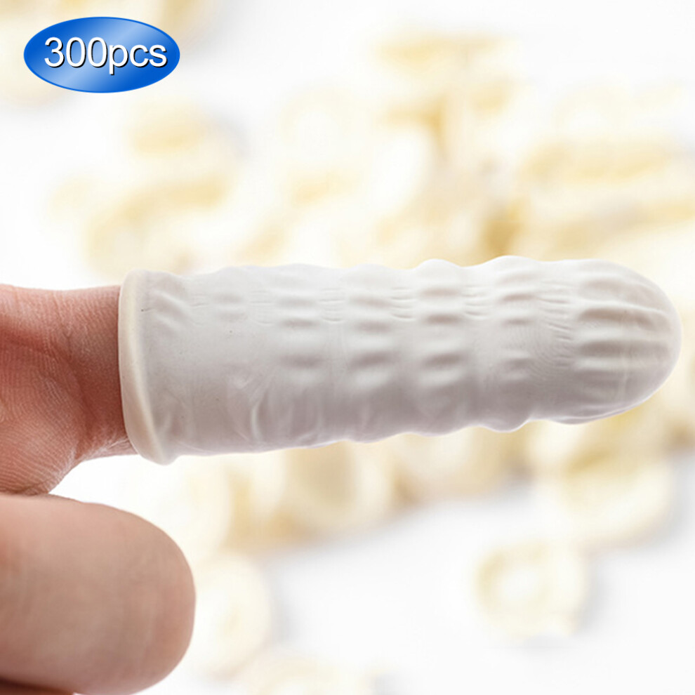 Latex Disposable Finger Cots 300Pcs Non-Slip Powder-Free Anti-Static Milk White 4991392249626