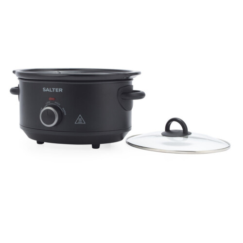 Salter Salter Kuro Slow Cooker 3.5L 3-Heat Settings Ceramic Pot Keep Warm Black 200W 1