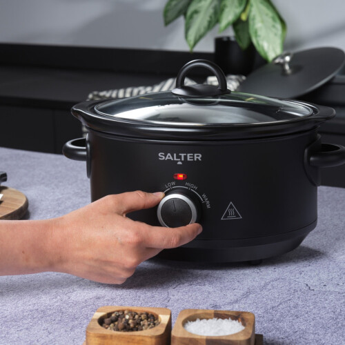Salter Salter Kuro Slow Cooker 3.5L 3-Heat Settings Ceramic Pot Keep Warm Black 200W 2