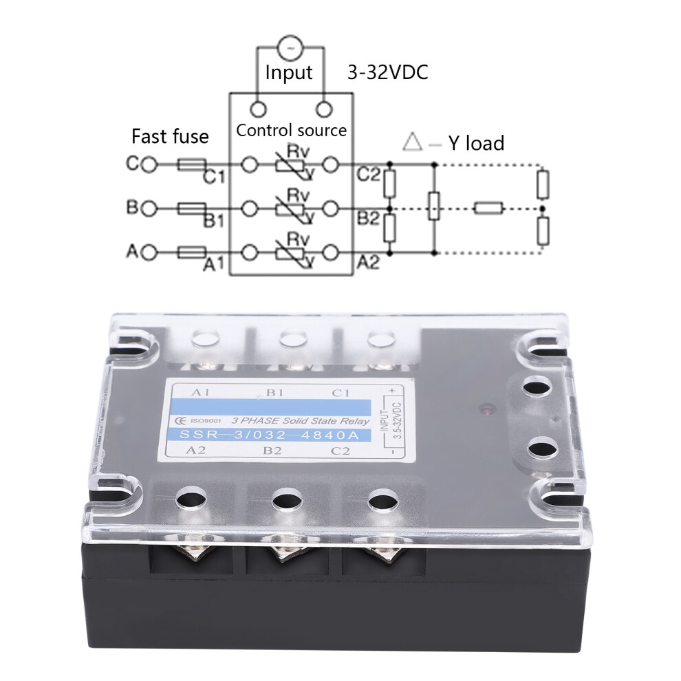 3 Phase Solid State Relay Ssr-3 D4840 40A 480V Distribution Control Equipment 3101392250398