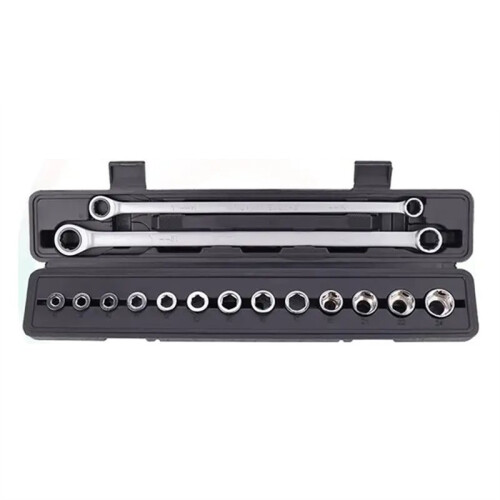 15PCS Adjustable Ratchet Wrench Kit Labor-Saving Torque Spanner Socket Set for Car Repair Hand Tools Fixed 1