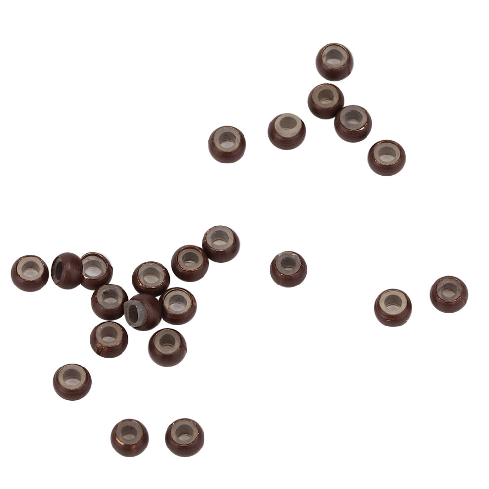 Unisex Brown 1000Pcs Silicone Micro Links For Hair Extensions 3Mm X 2Mm Beads