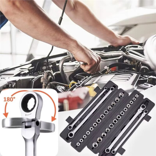15PCS Adjustable Ratchet Wrench Kit Labor-Saving Torque Spanner Socket Set for Car Repair Hand Tools Fixed